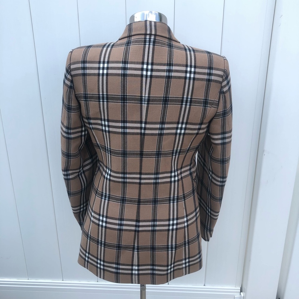 NWT HP Sandro Sirène plaid camel tan blazer US 0-2 - Picture 8 of 14